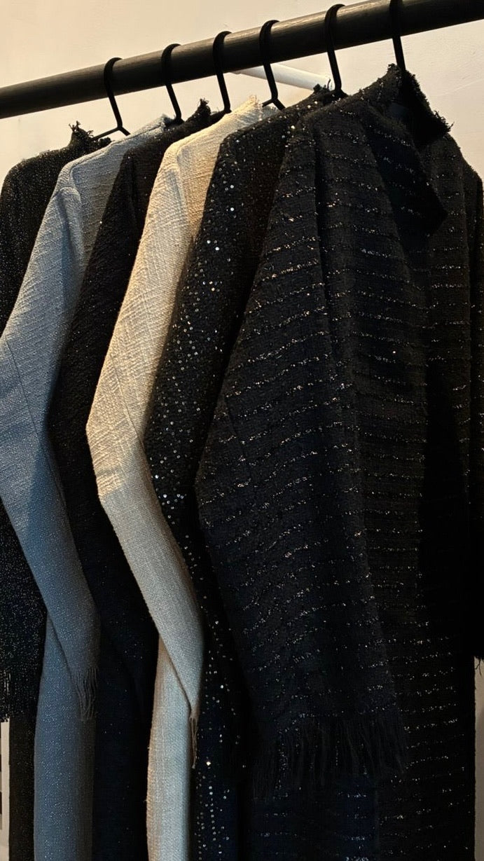 tweed light: check textured - black/black