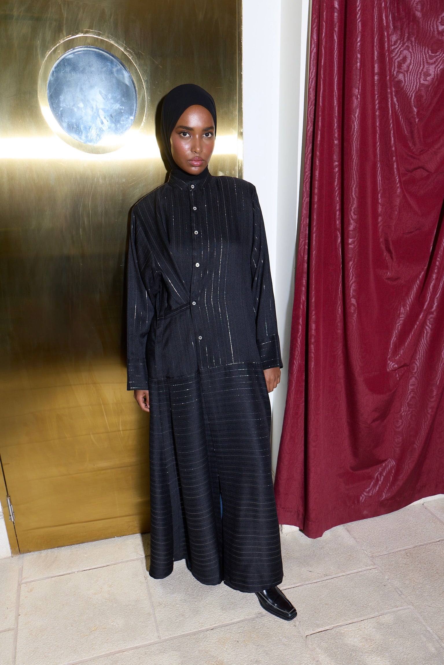 metallic pinstripe - black