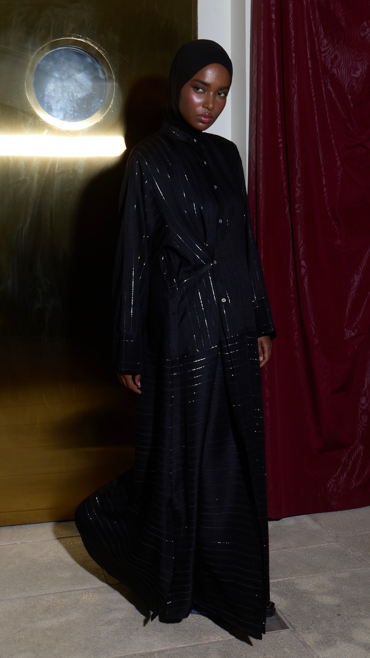 metallic pinstripe - black