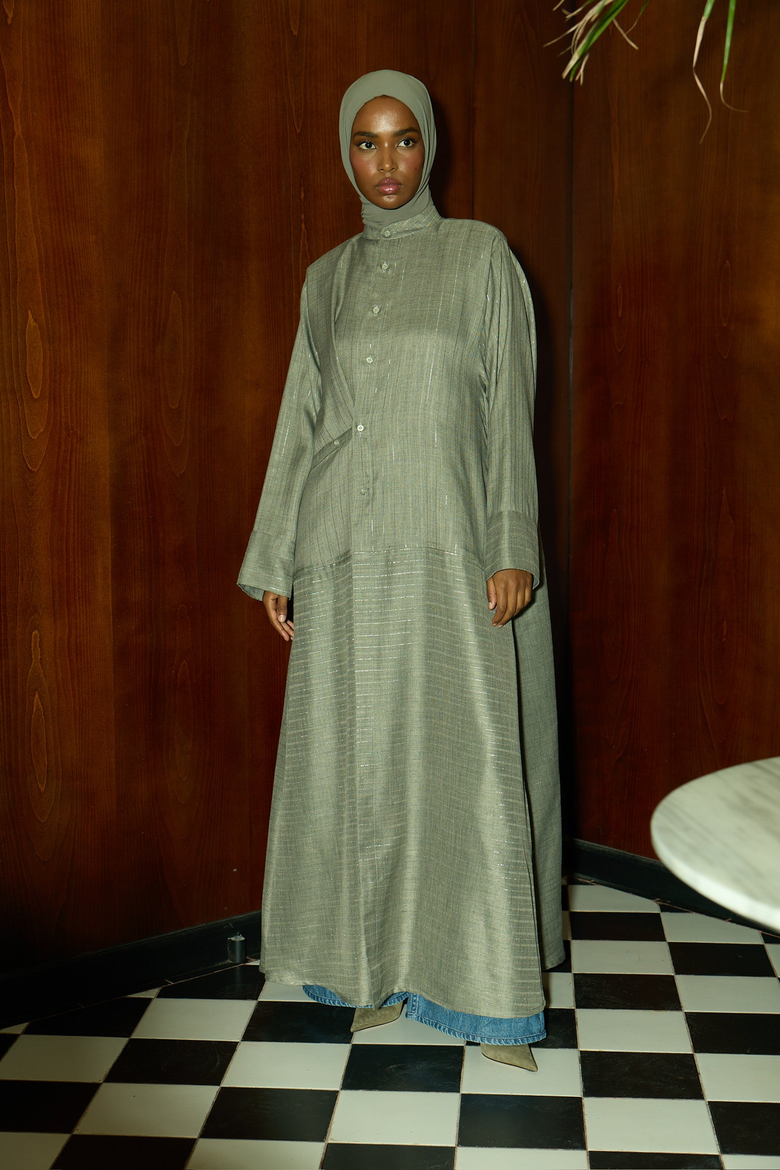 metallic pinstripe  - light grey