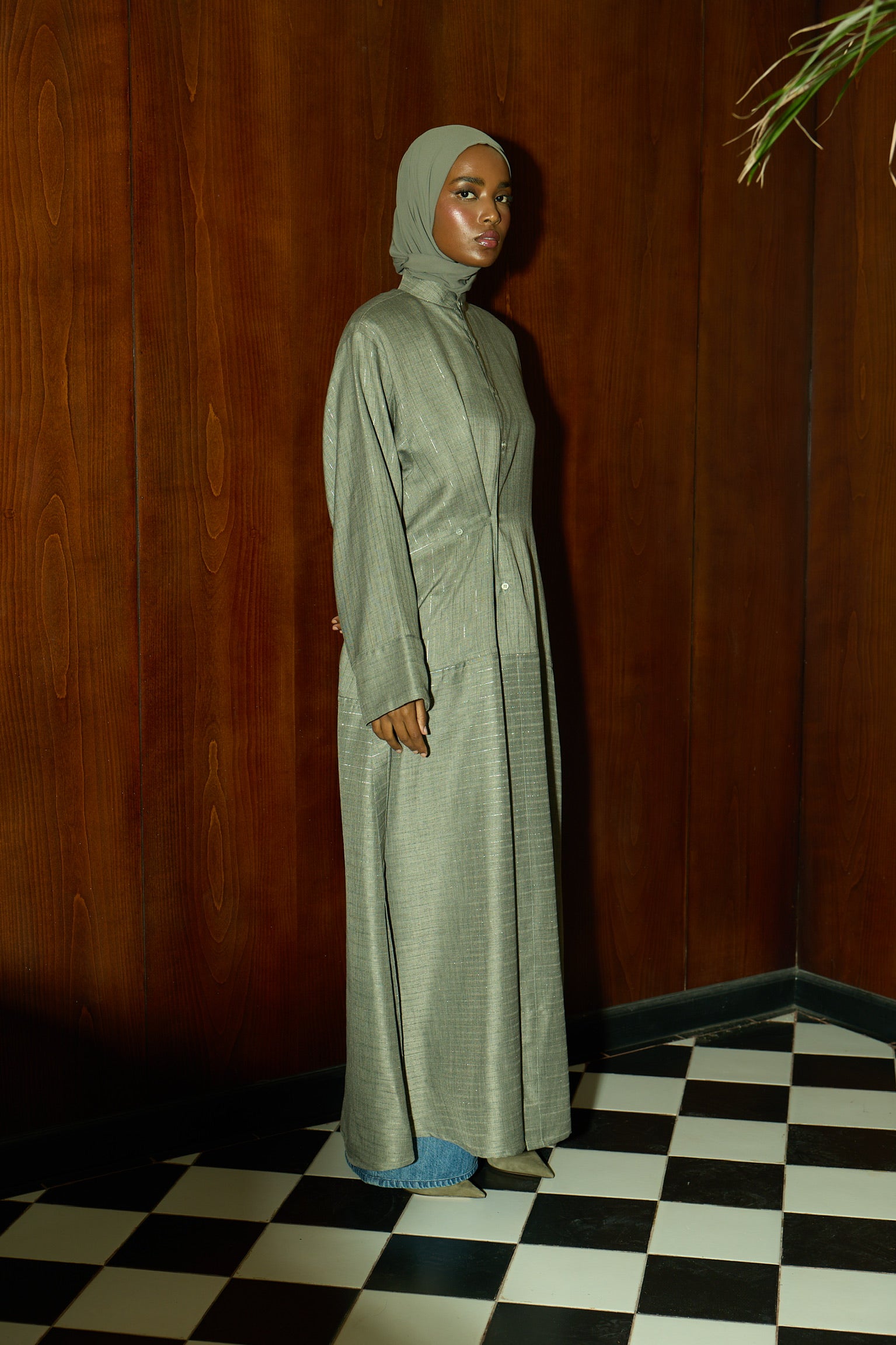 metallic pinstripe  - light grey
