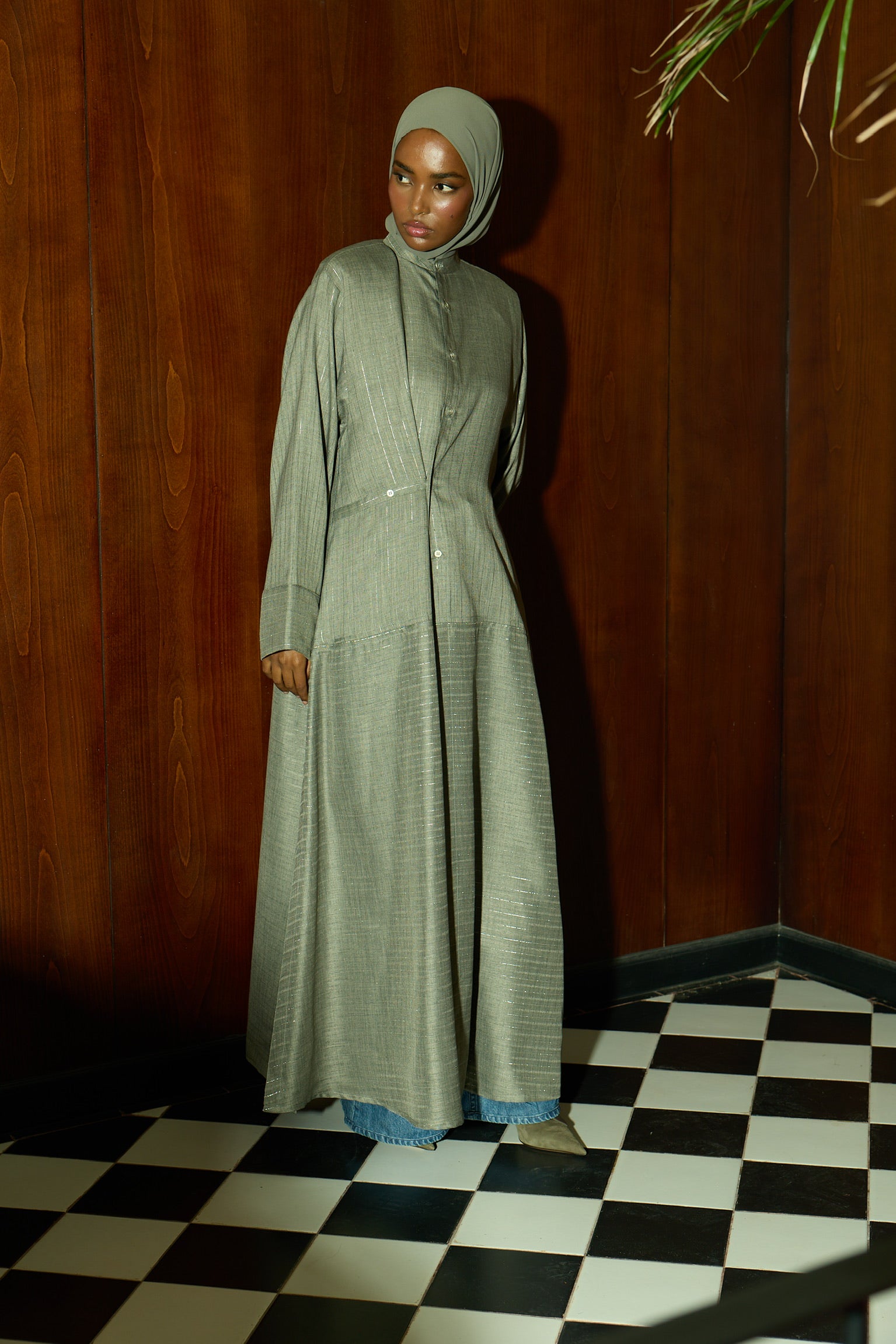 metallic pinstripe  - light grey