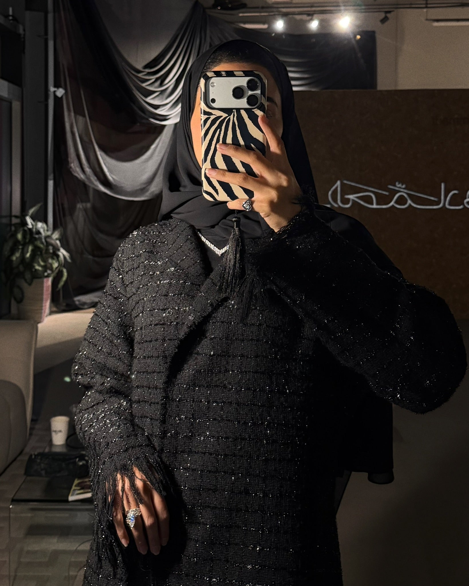 tweed light: check textured - black/black