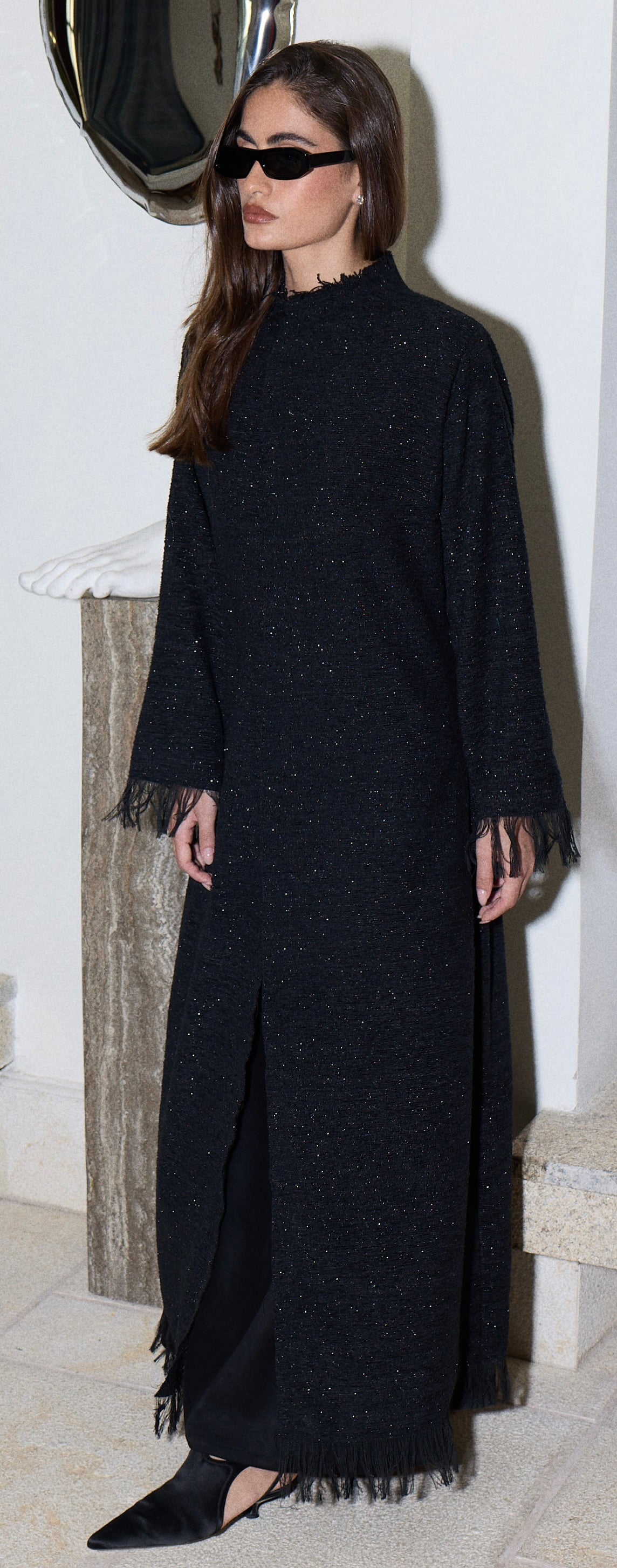 tweed light: sequins - black/silver