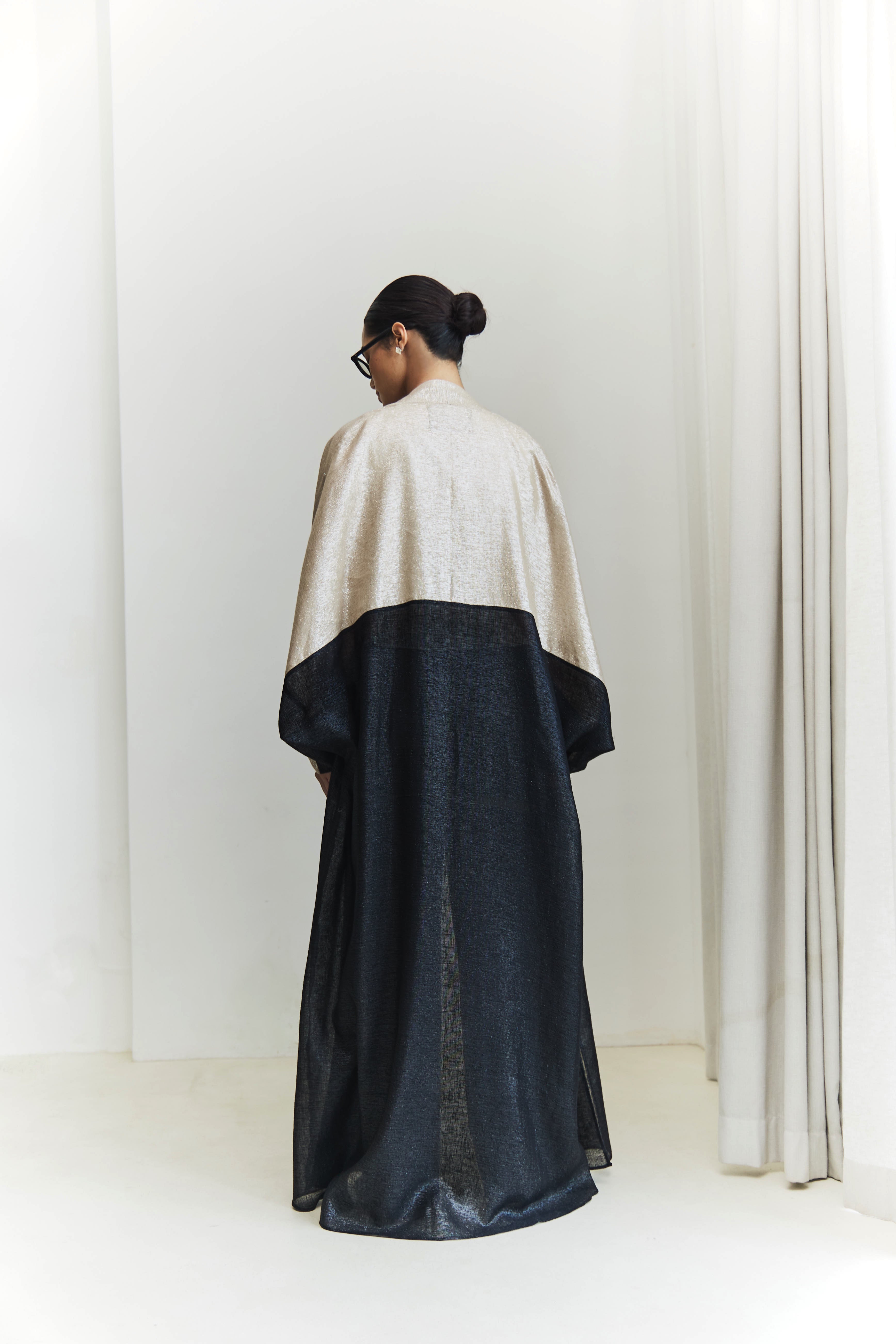 hybrid kimono with zircon - beige/black