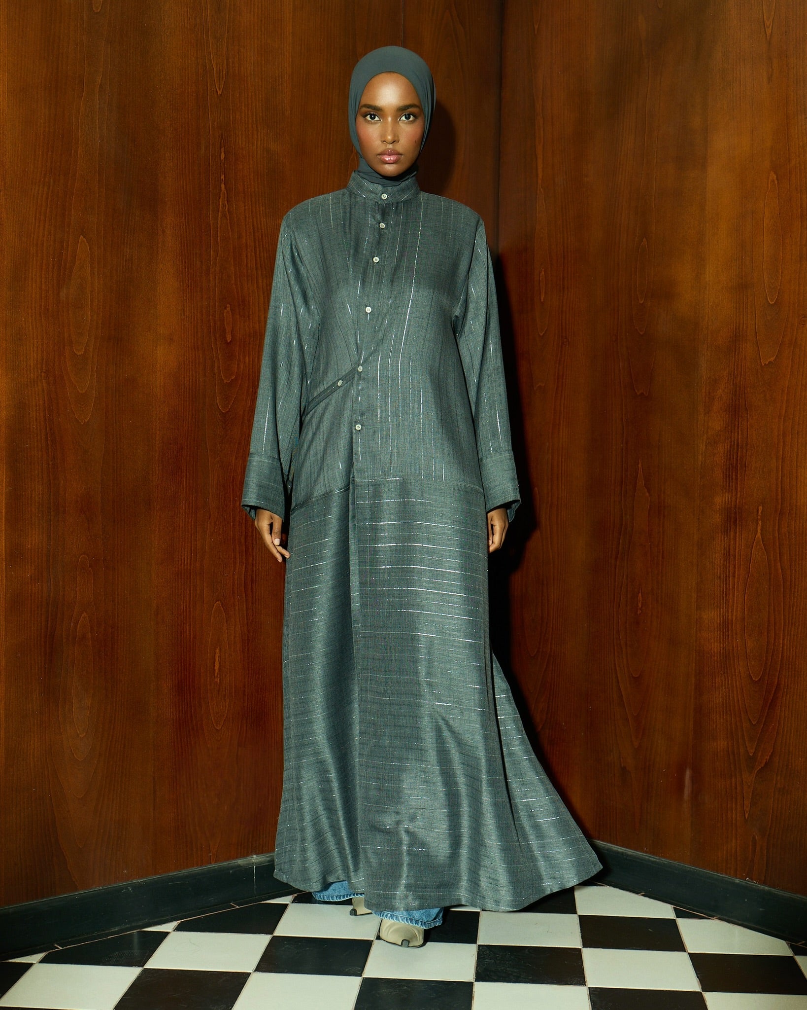 metallic pinstripe - dark green