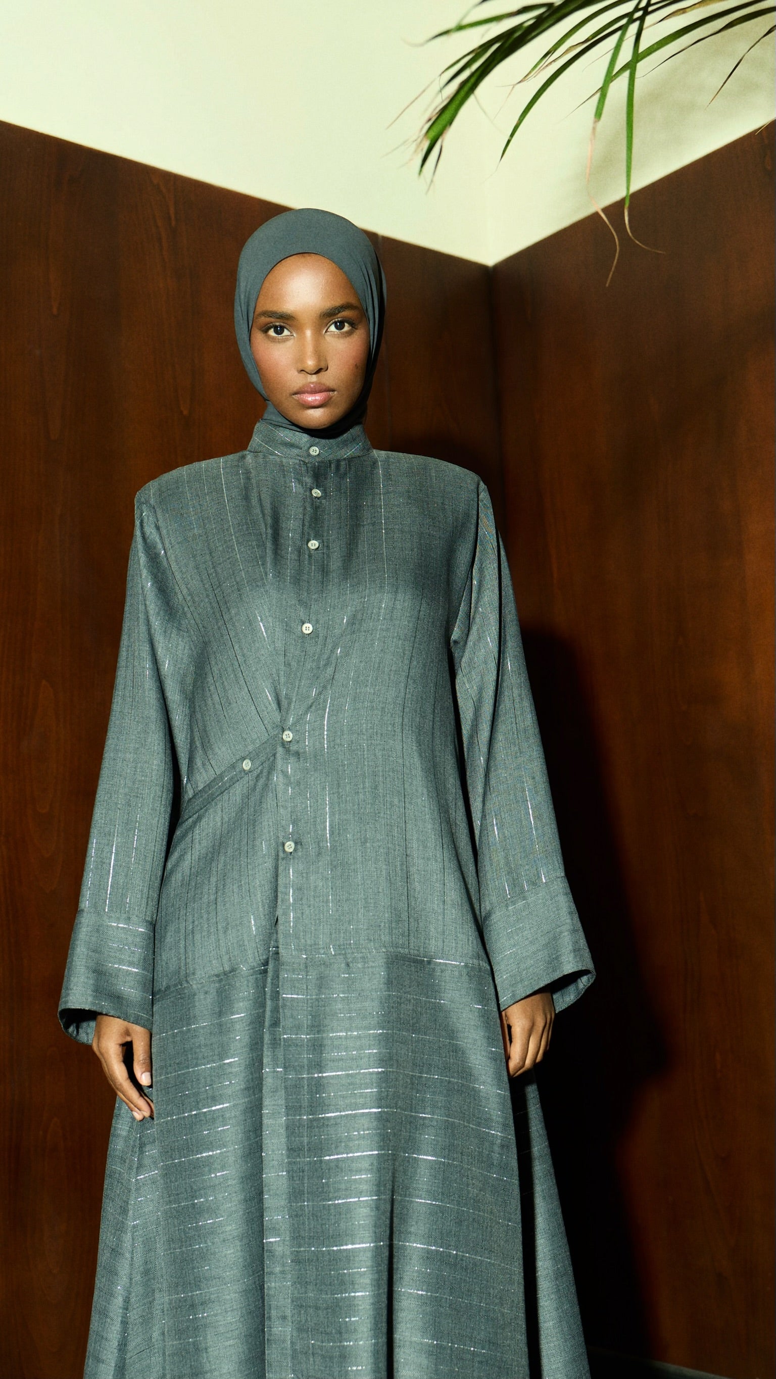 metallic pinstripe - dark green