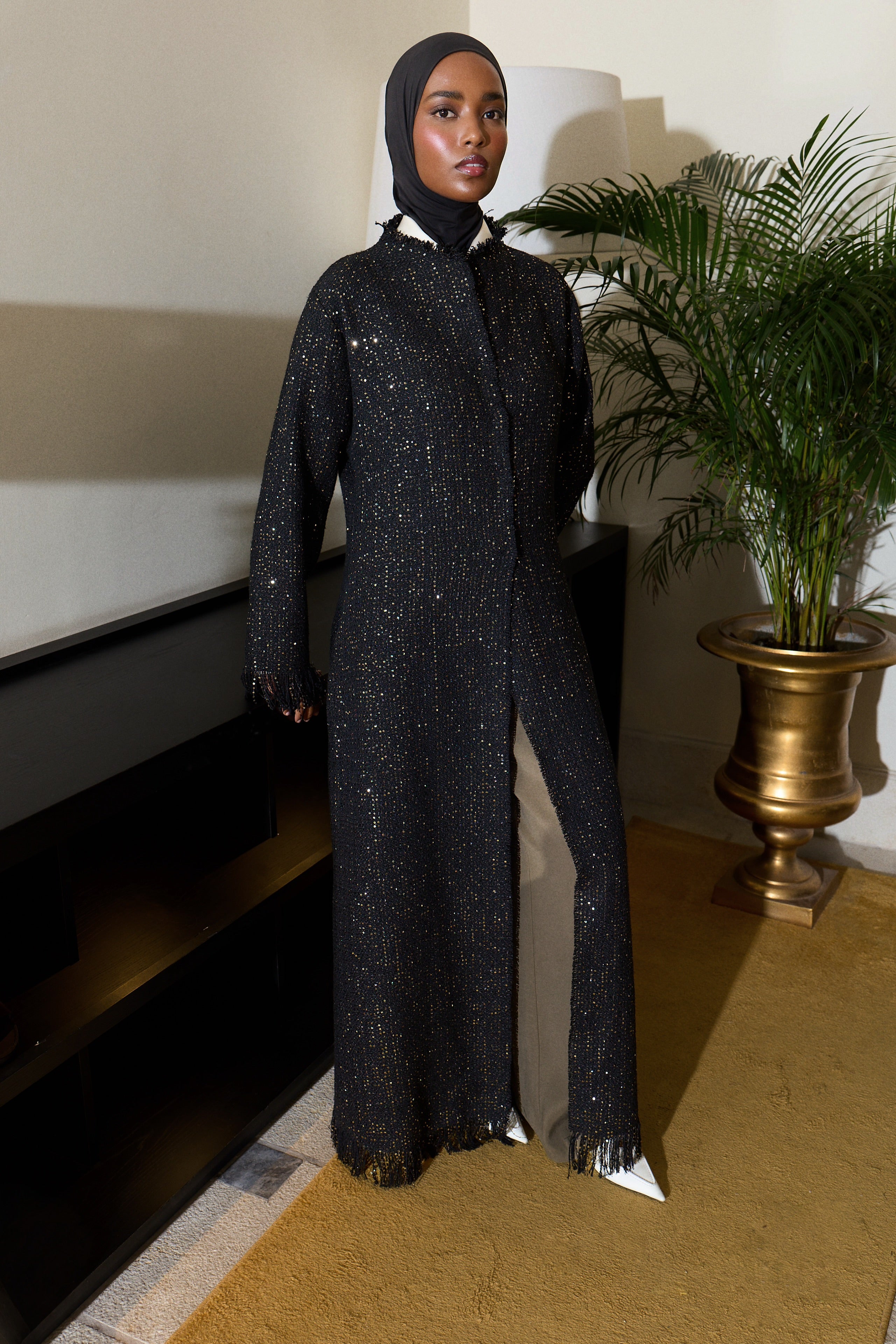tweed light: sequins - black/gold