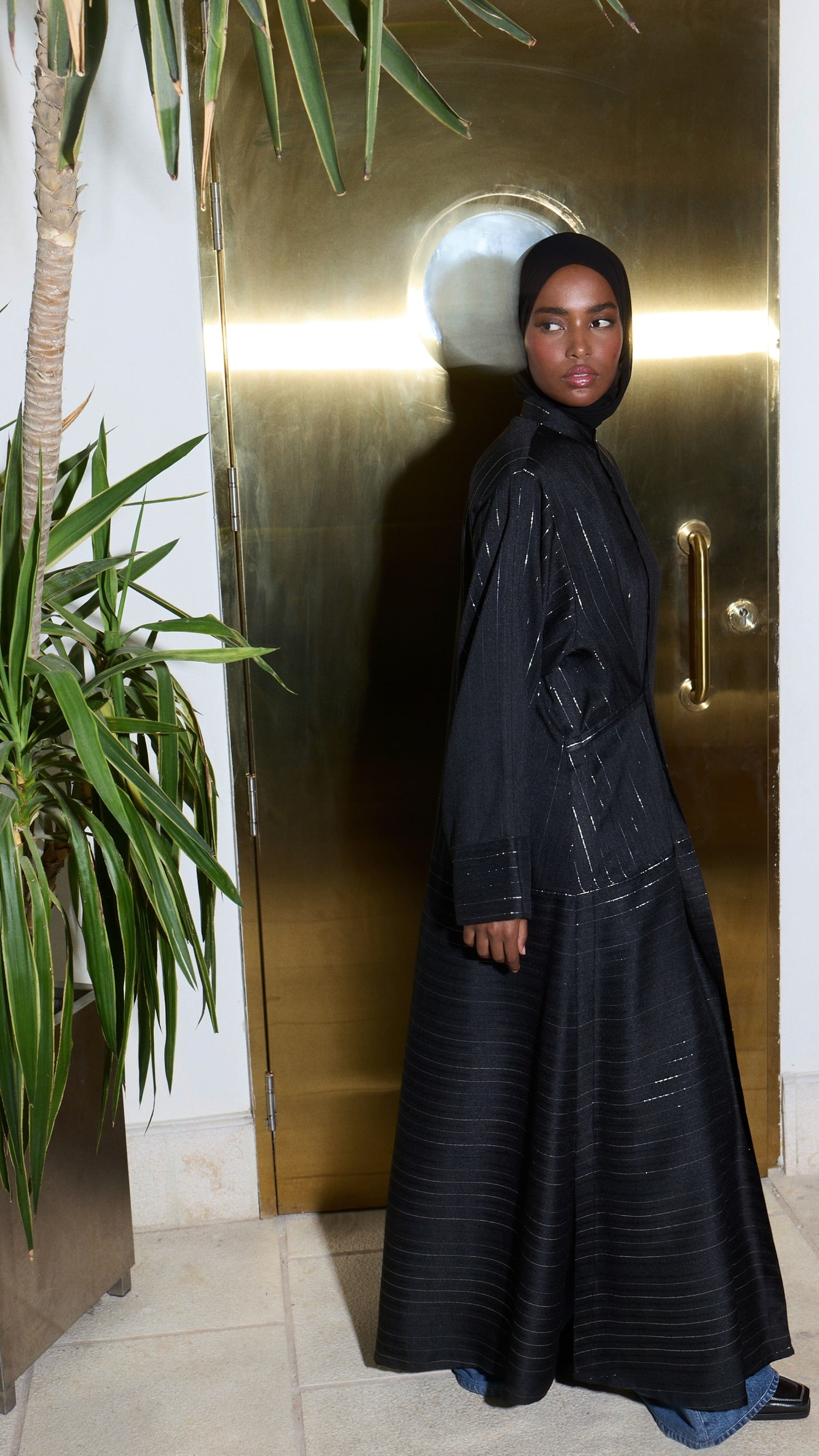 metallic pinstripe - black