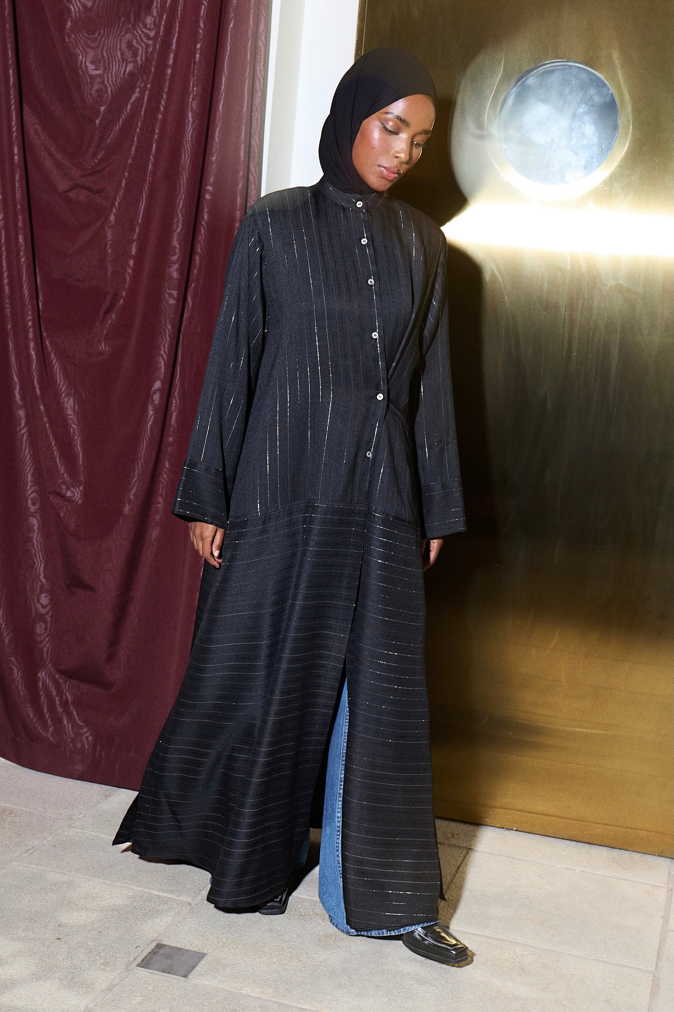metallic pinstripe - black