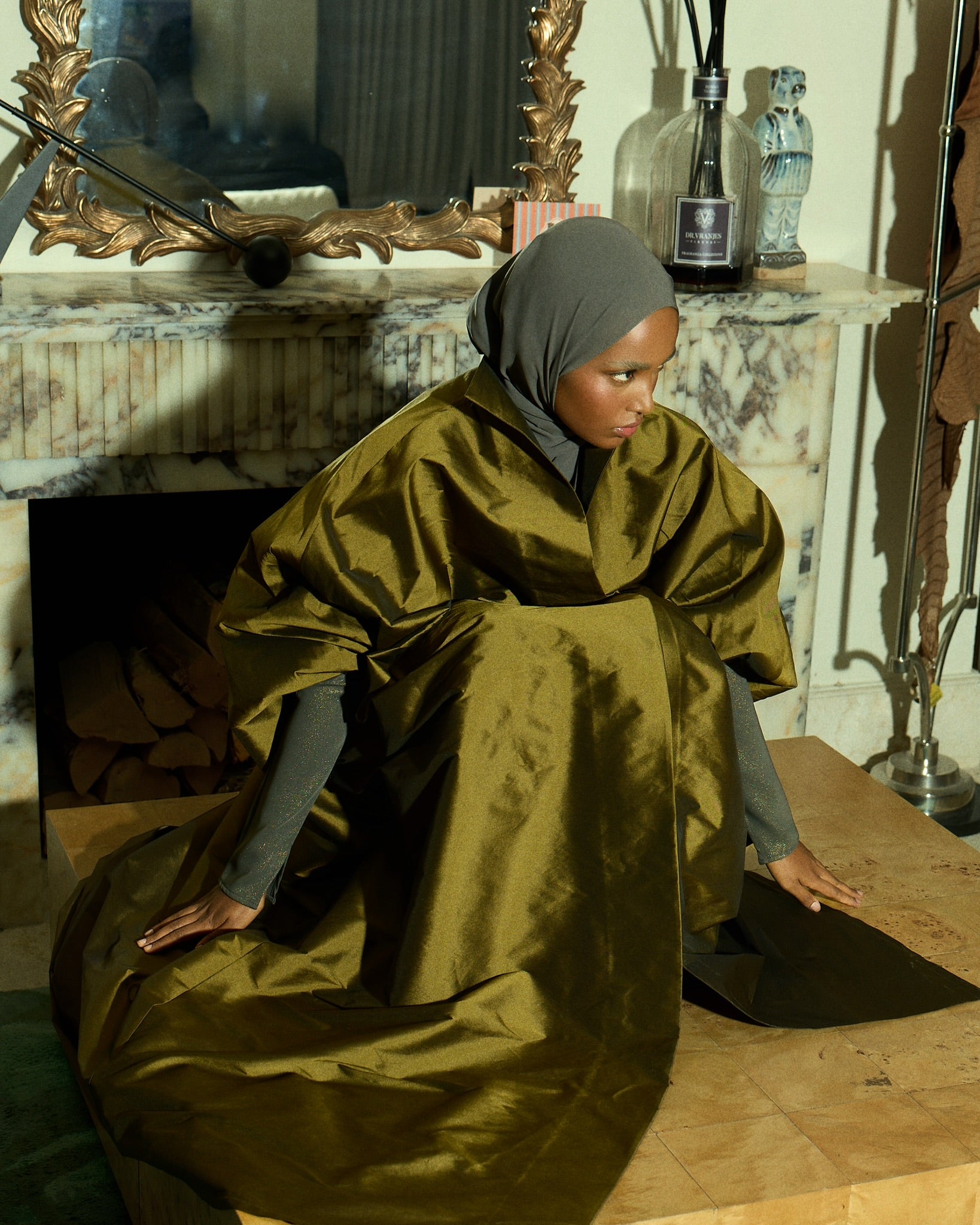 tafetta evening abaya with dress