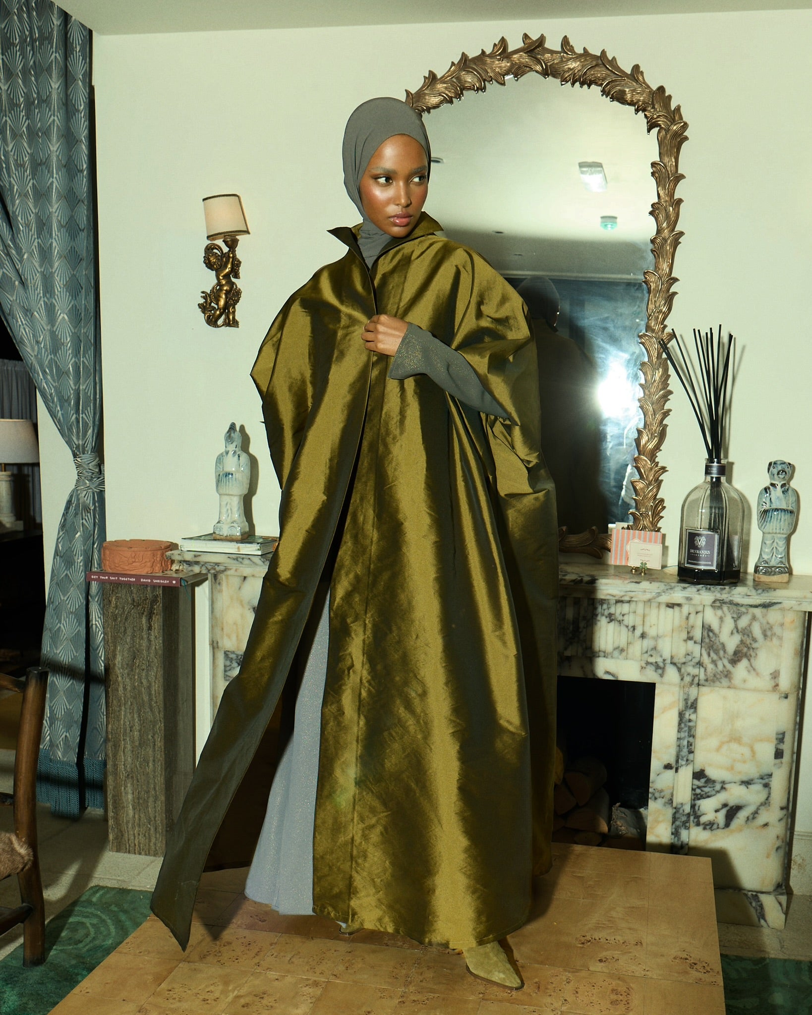 tafetta evening abaya with dress
