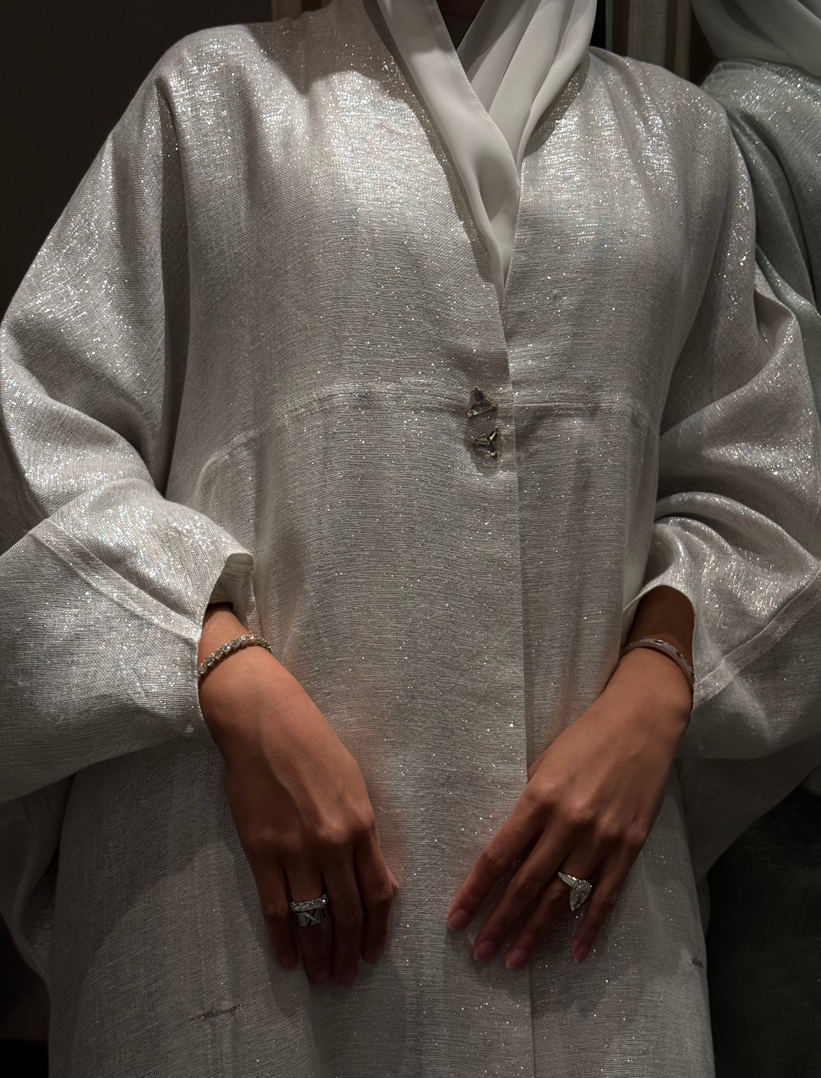 hybrid kimono with zircon - white