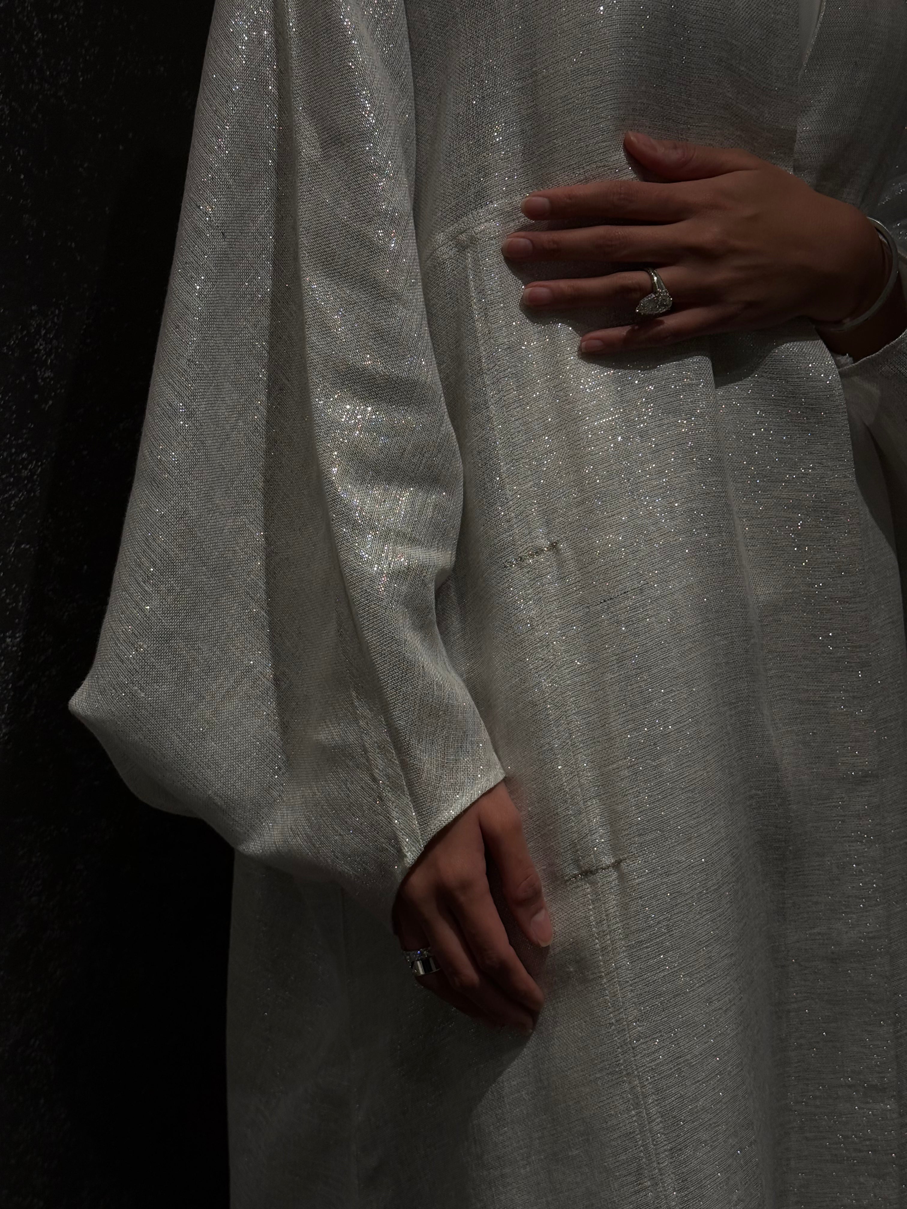 hybrid kimono with zircon - white