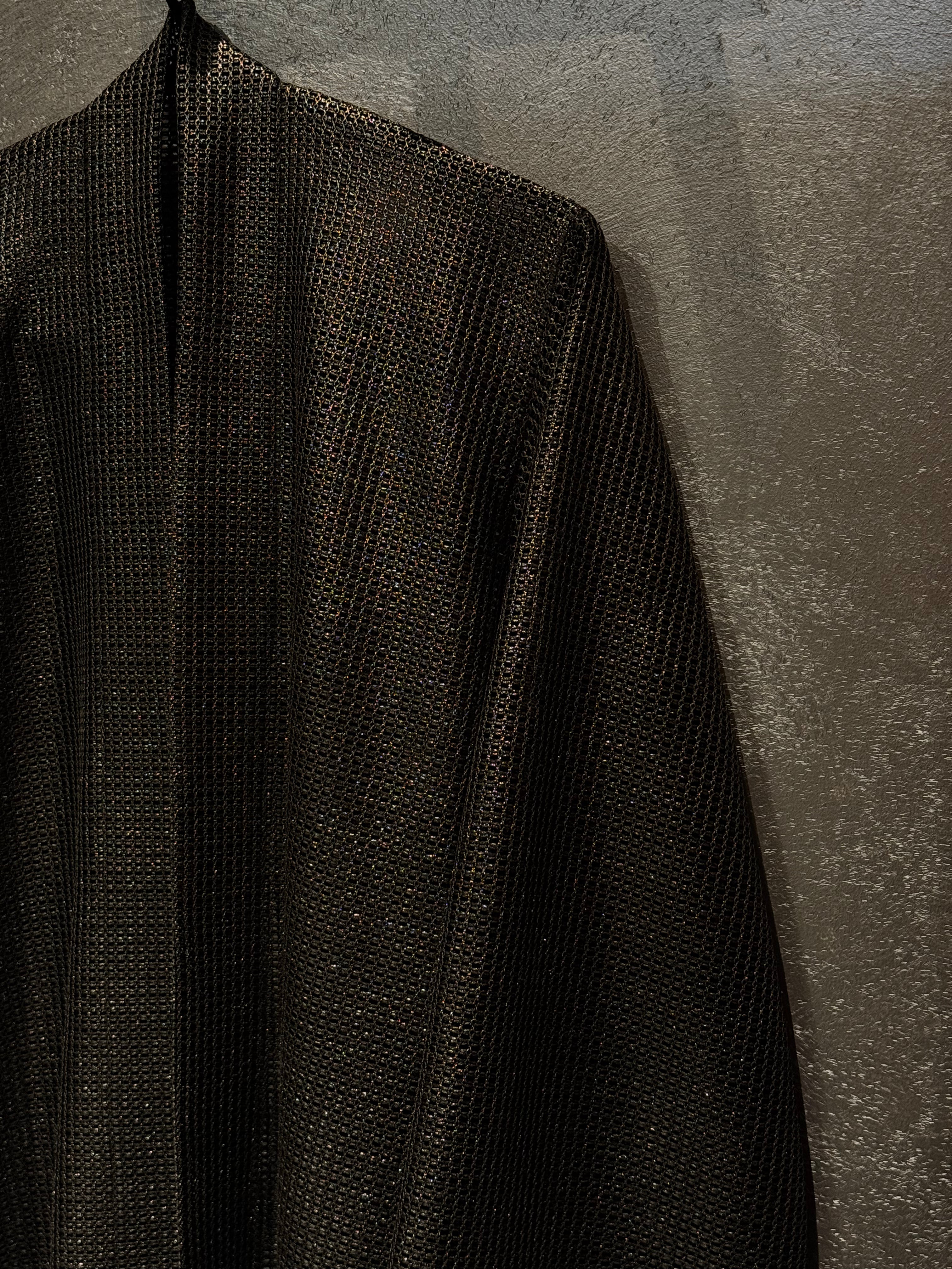 metallic open weave mesh abaya