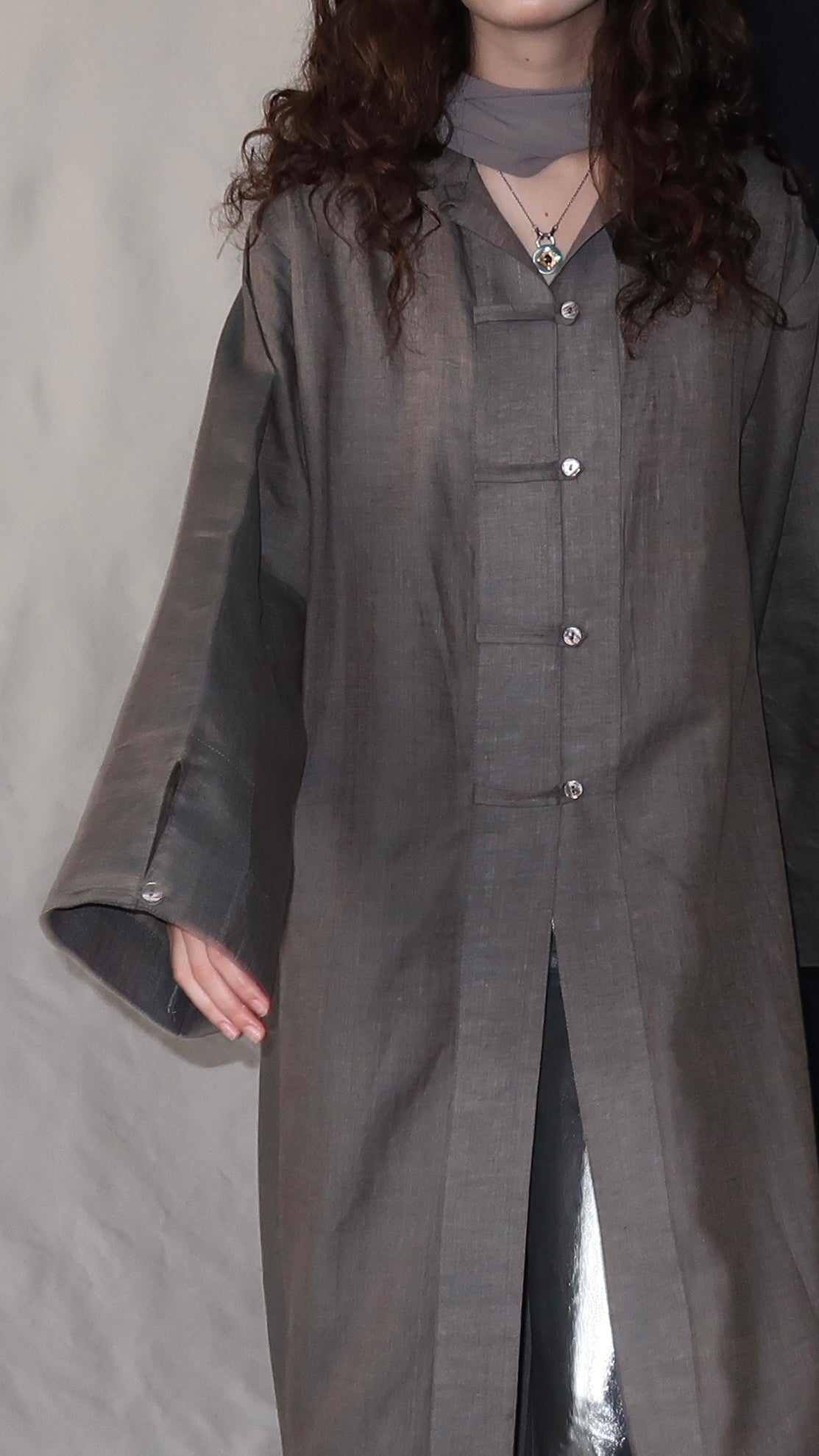 vintage shirt abaya - dark grey