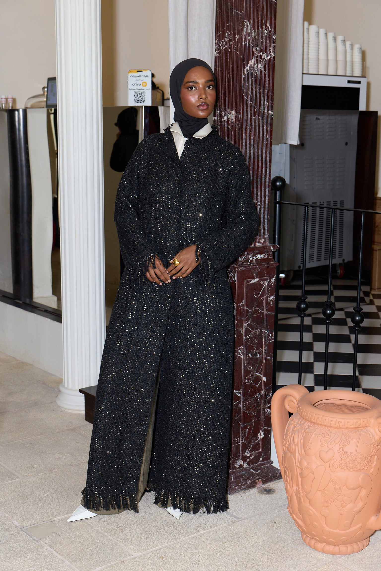 tweed light: sequins - black/gold