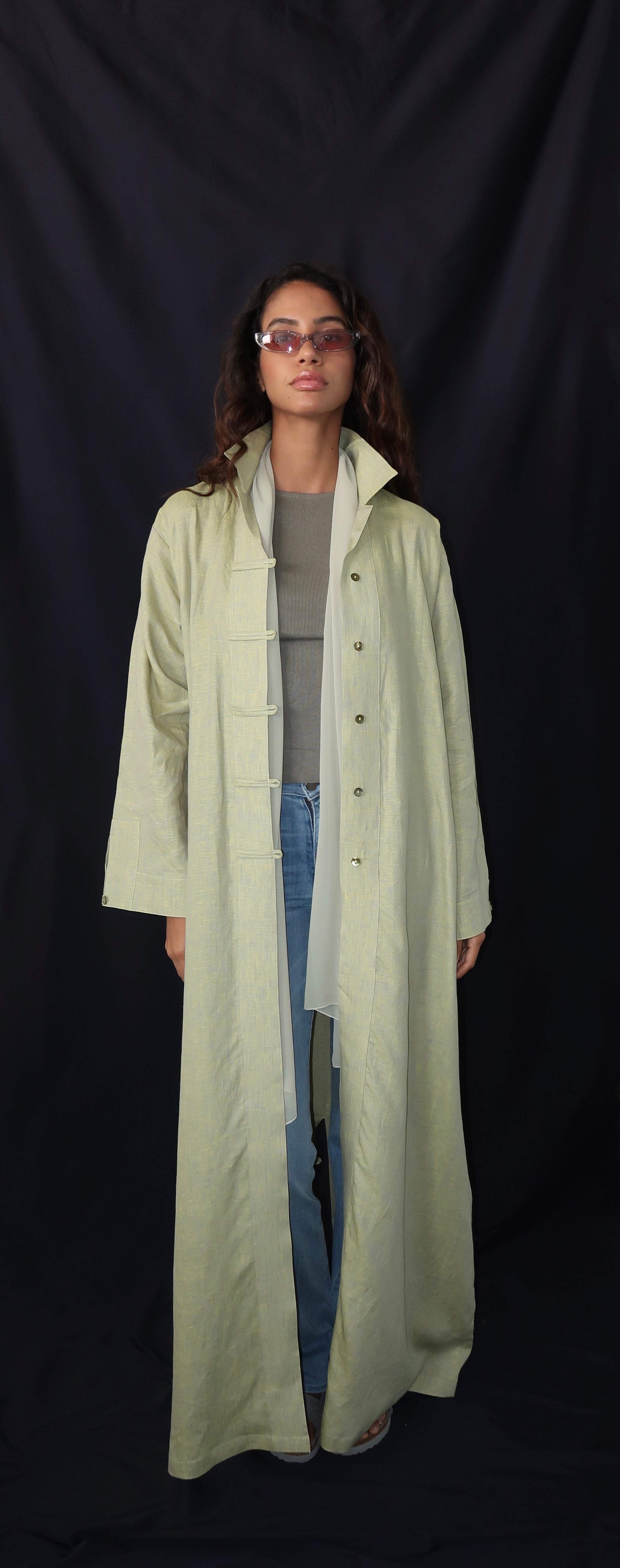 vintage shirt abaya - mint green