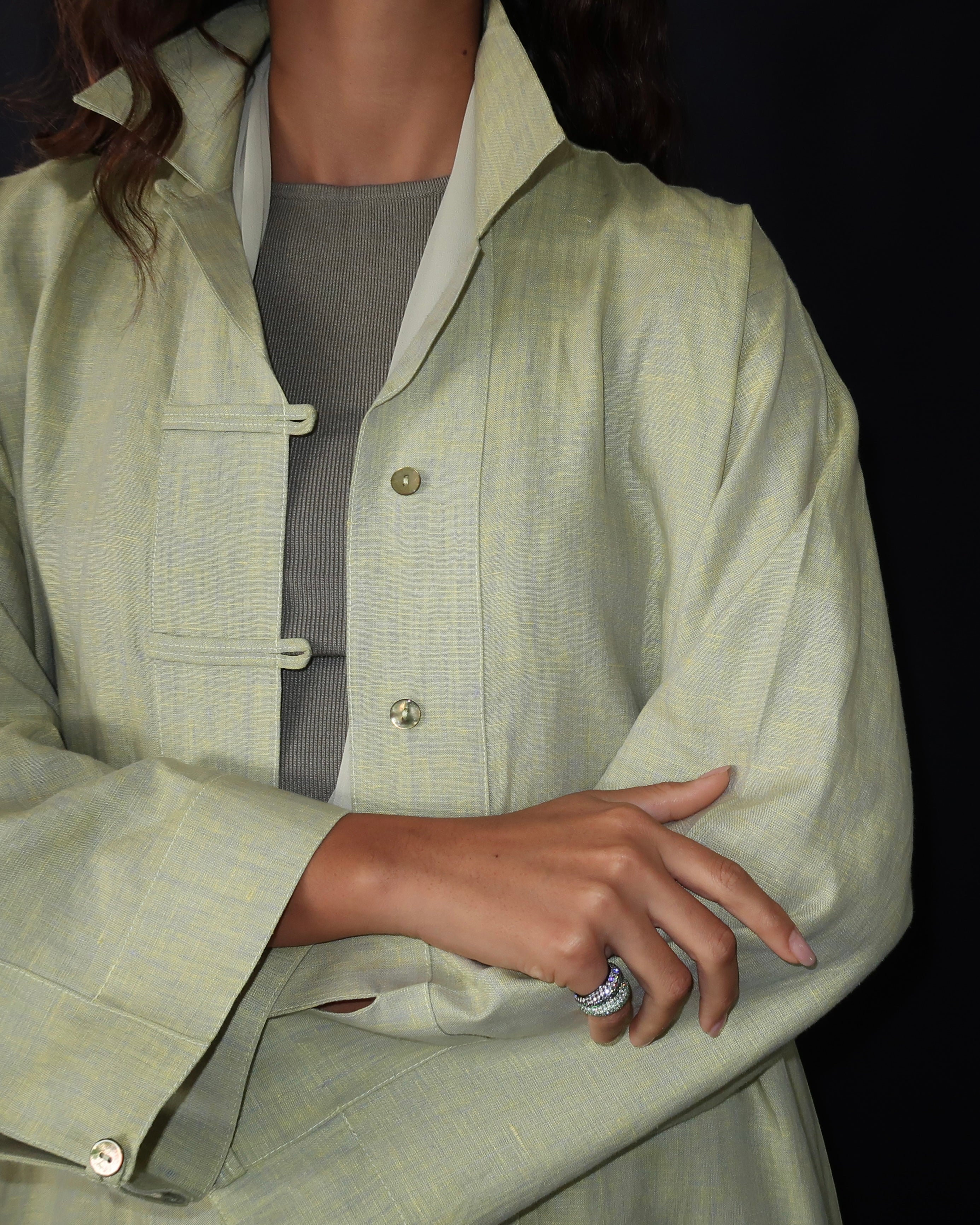 vintage shirt abaya - mint green