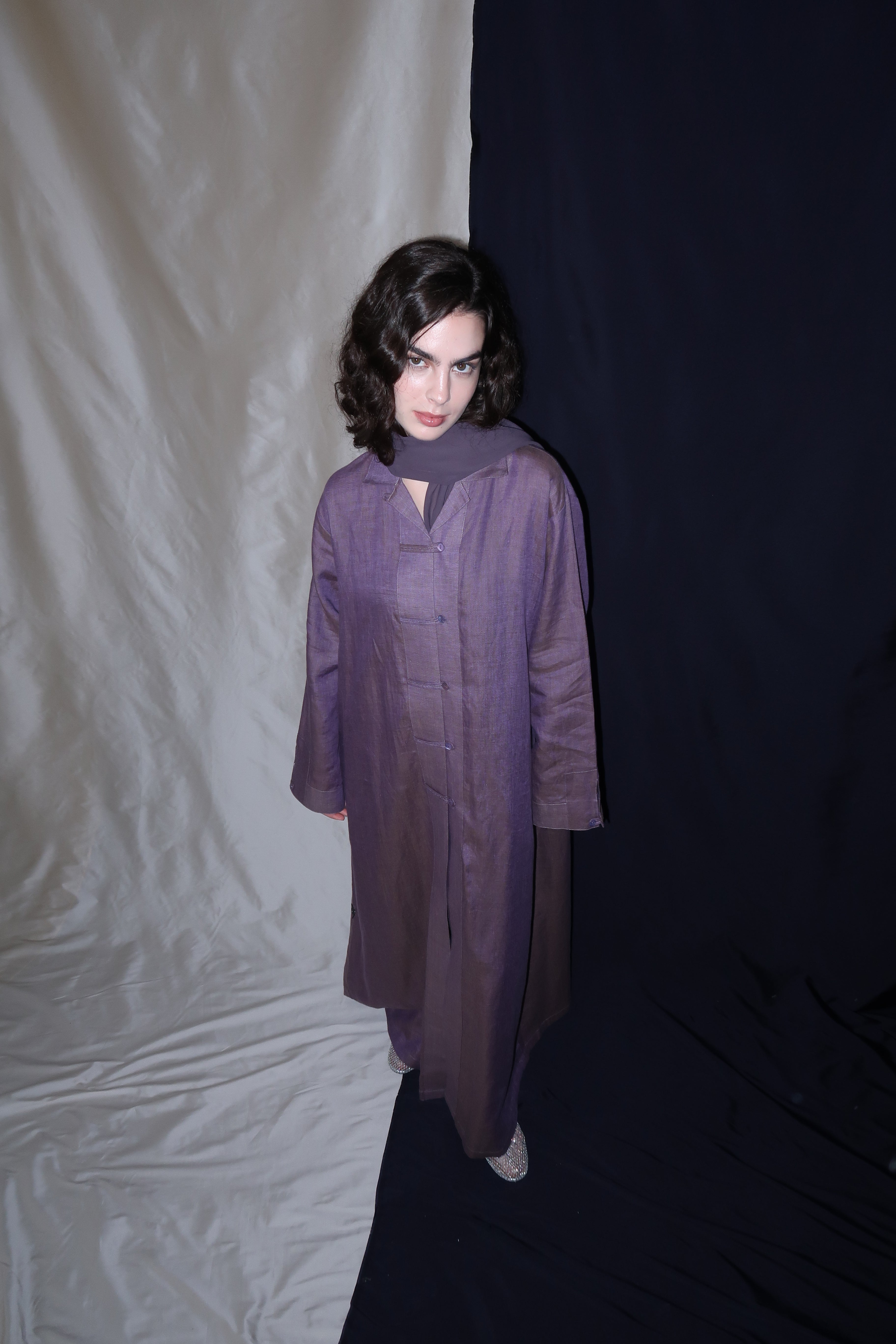 vintage shirt abaya - purple