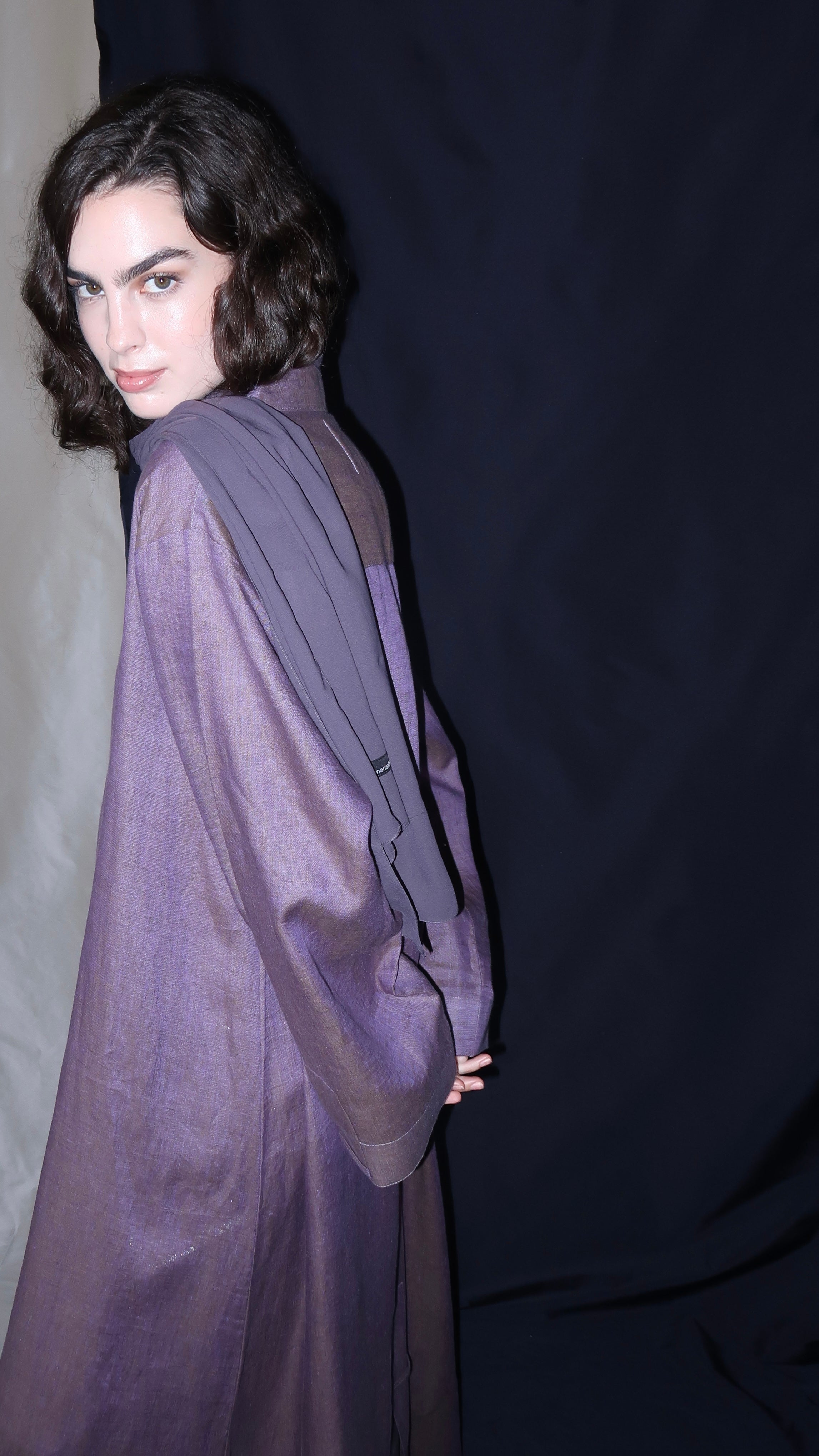 vintage shirt abaya - purple