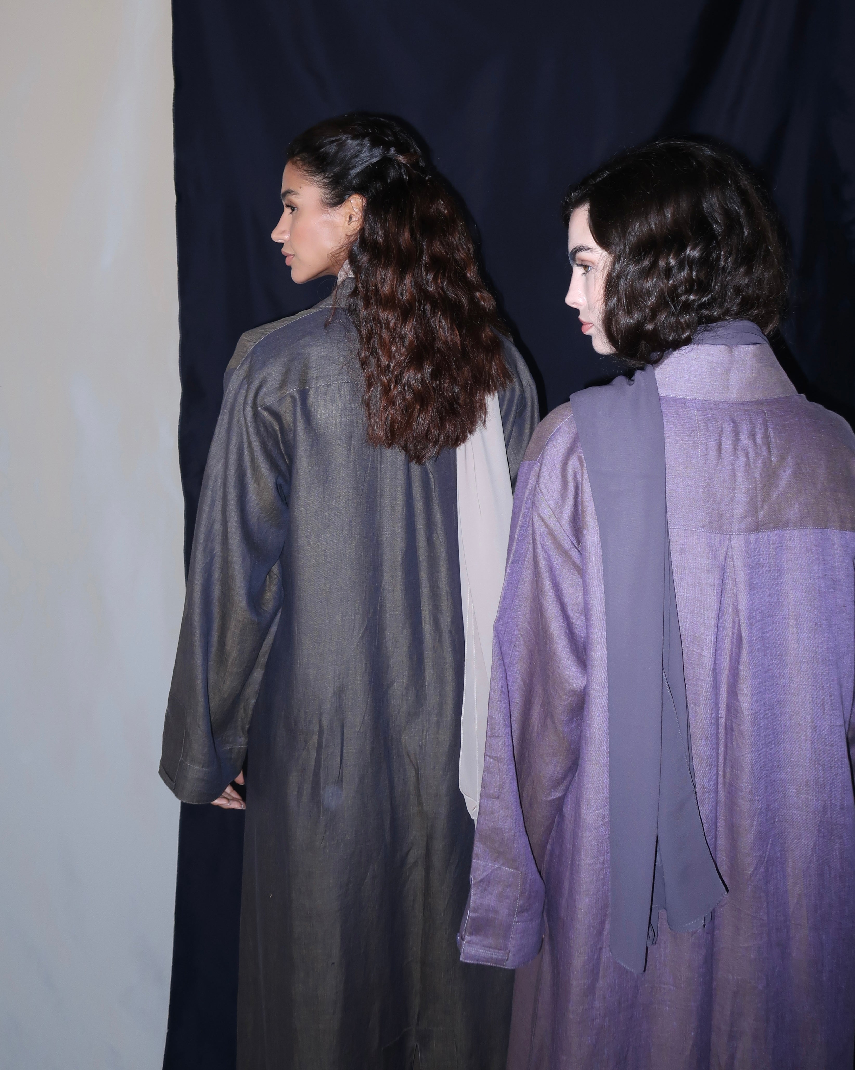 vintage shirt abaya - teal grey