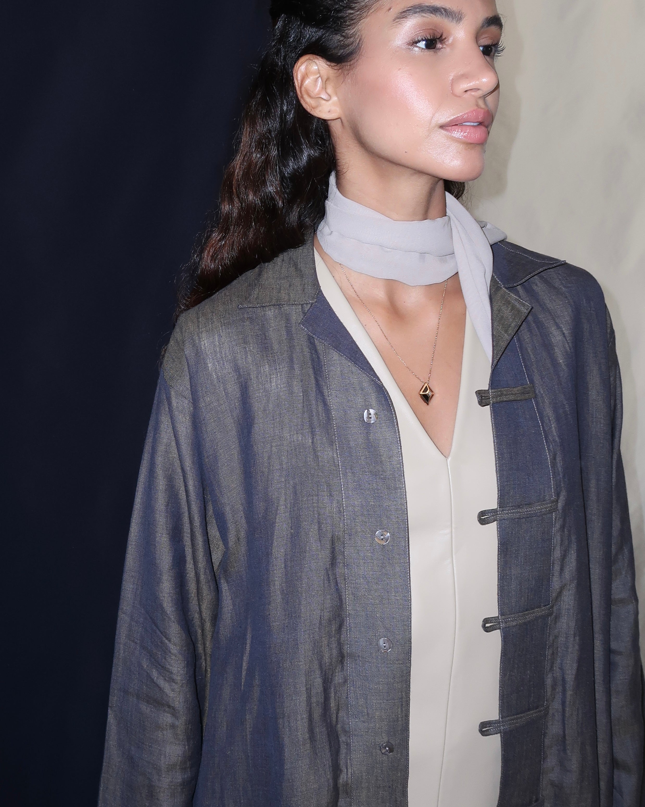vintage shirt abaya - teal grey