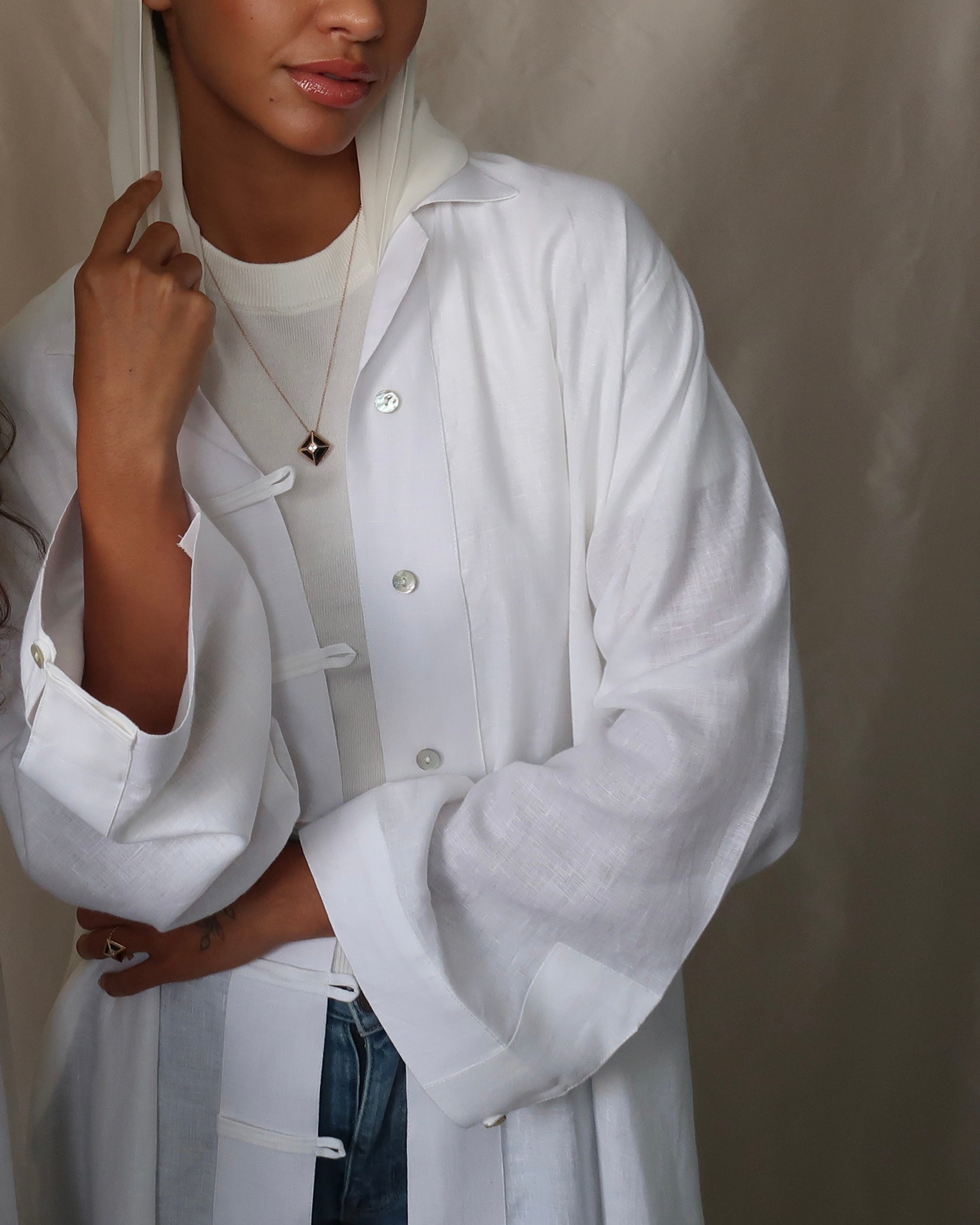 vintage shirt abaya - white
