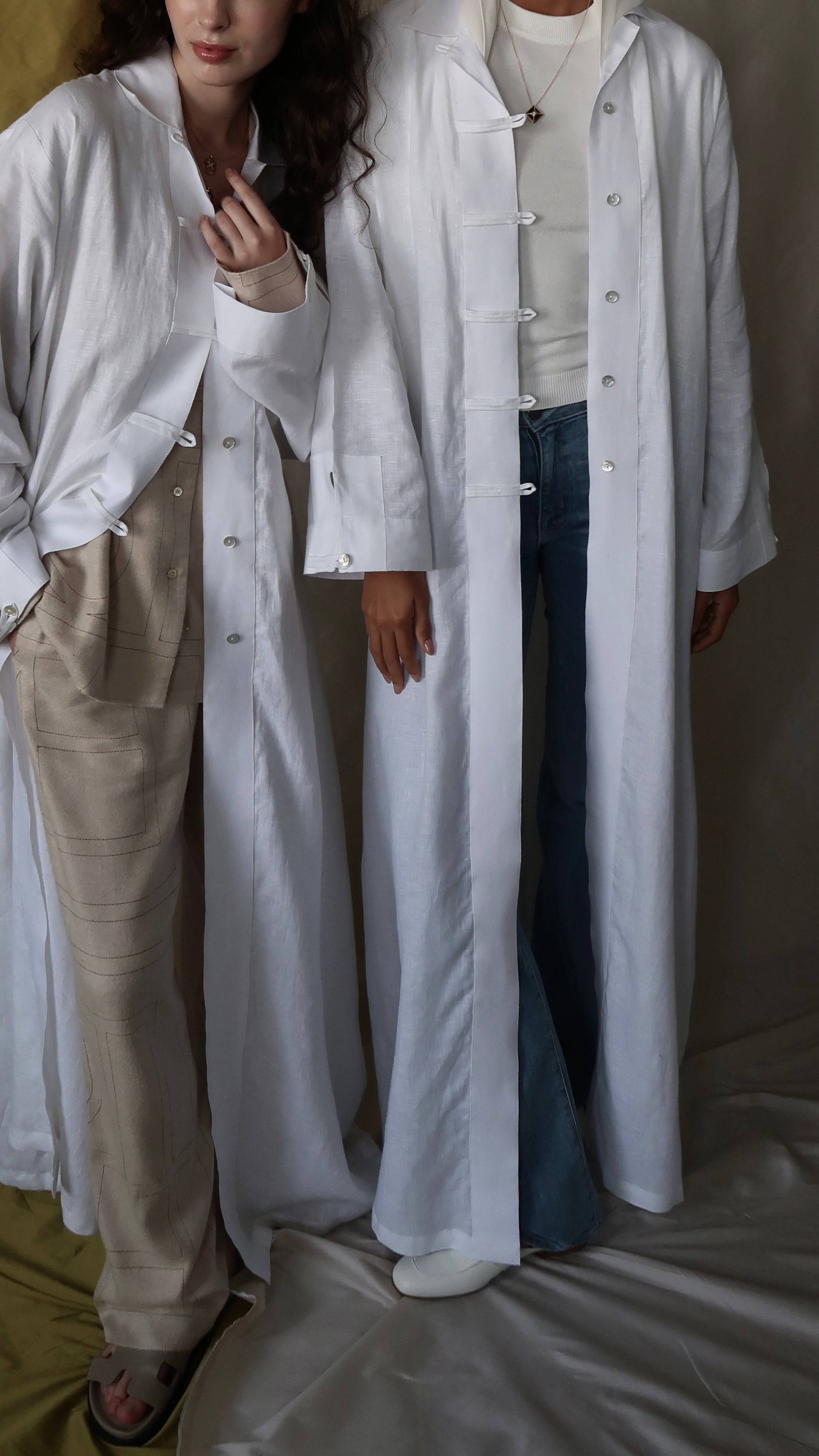 vintage shirt abaya - white