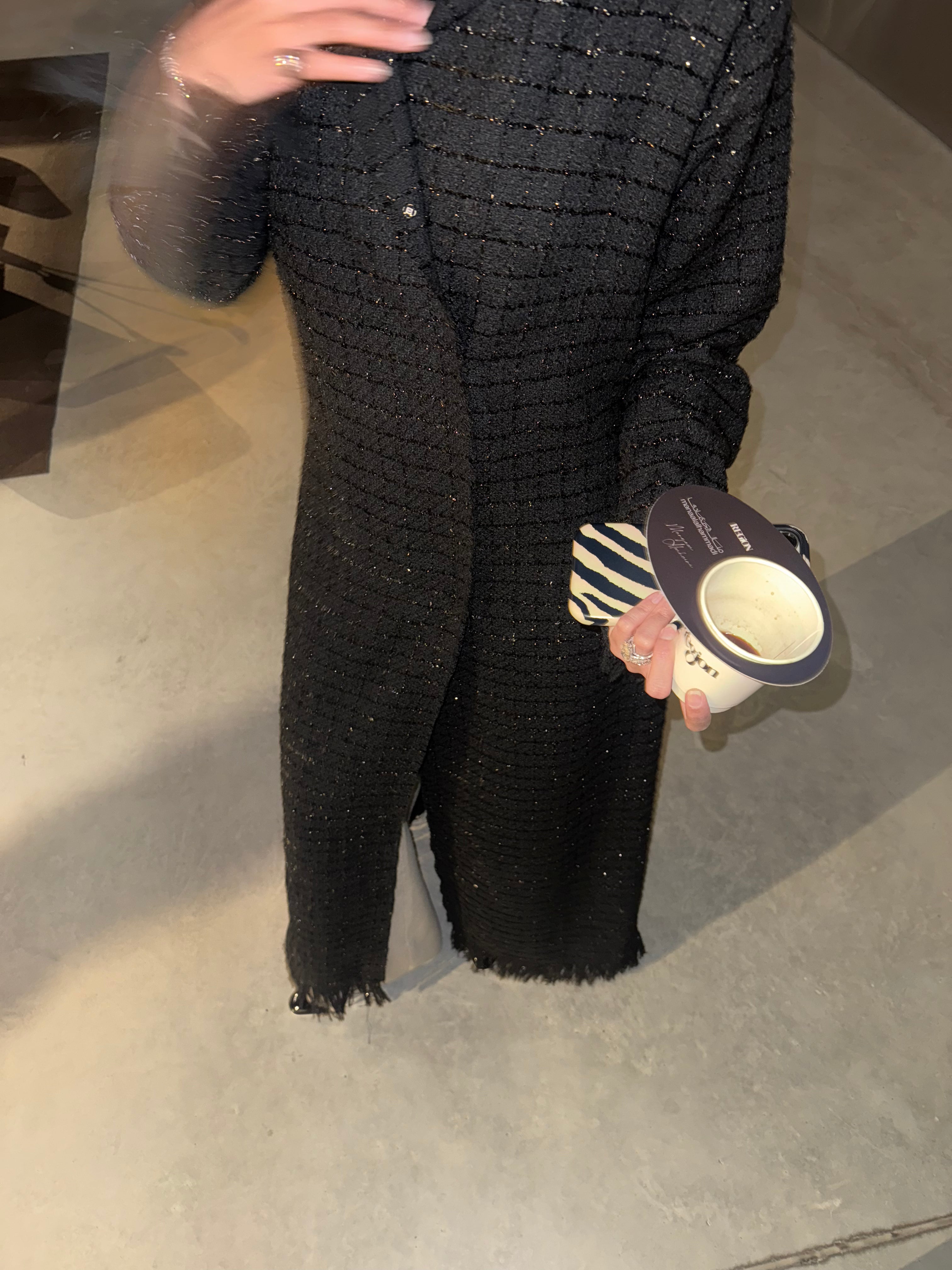 tweed light: check textured - black/black
