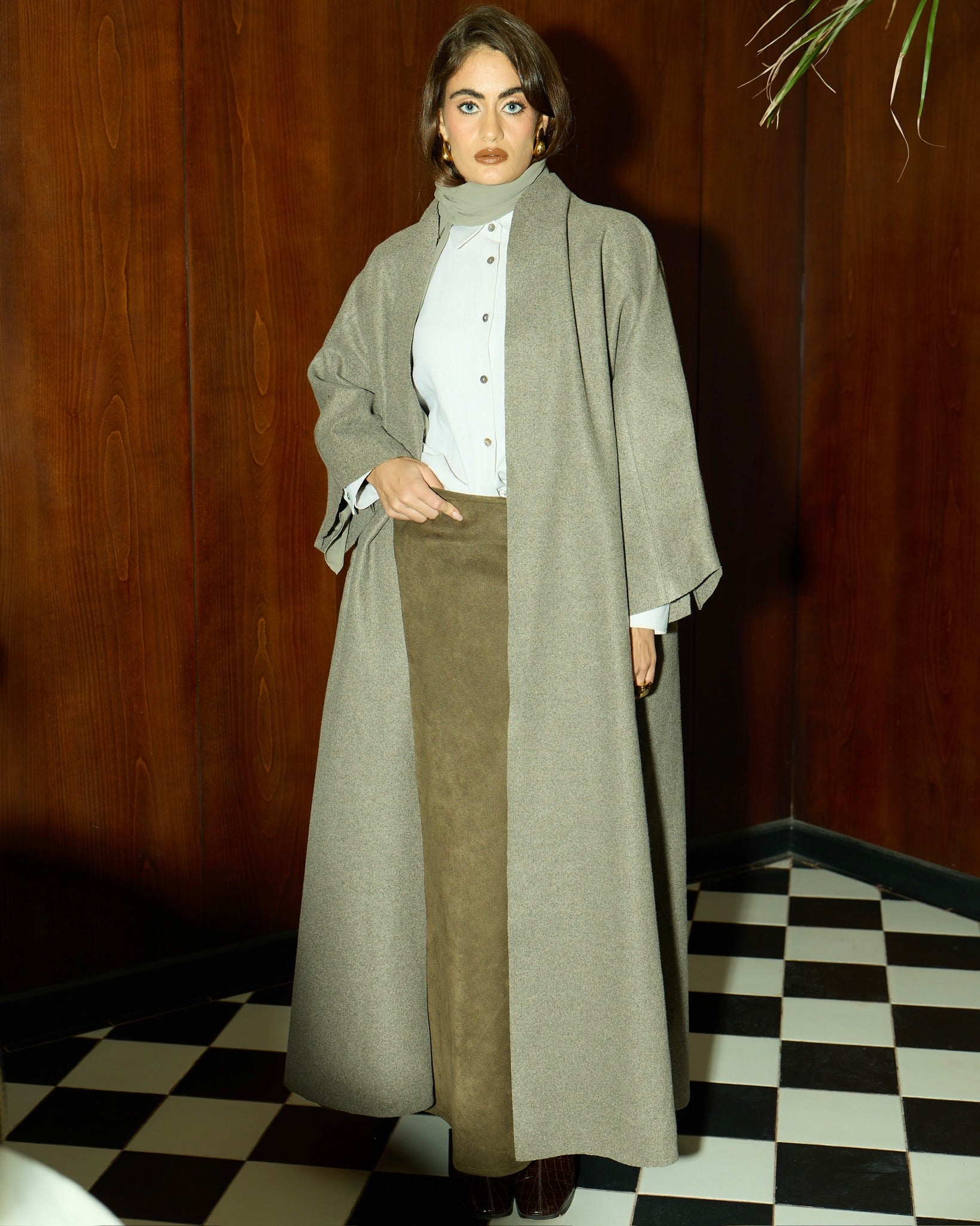 a line pressed wool - beige