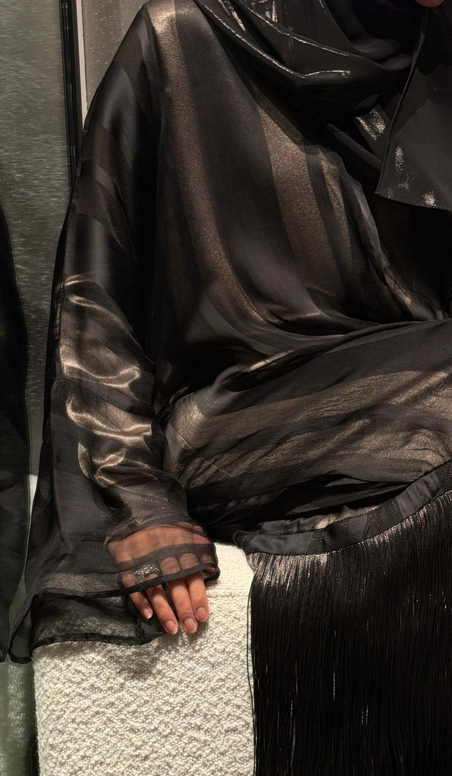 pure silk chiffon wrap with tassels