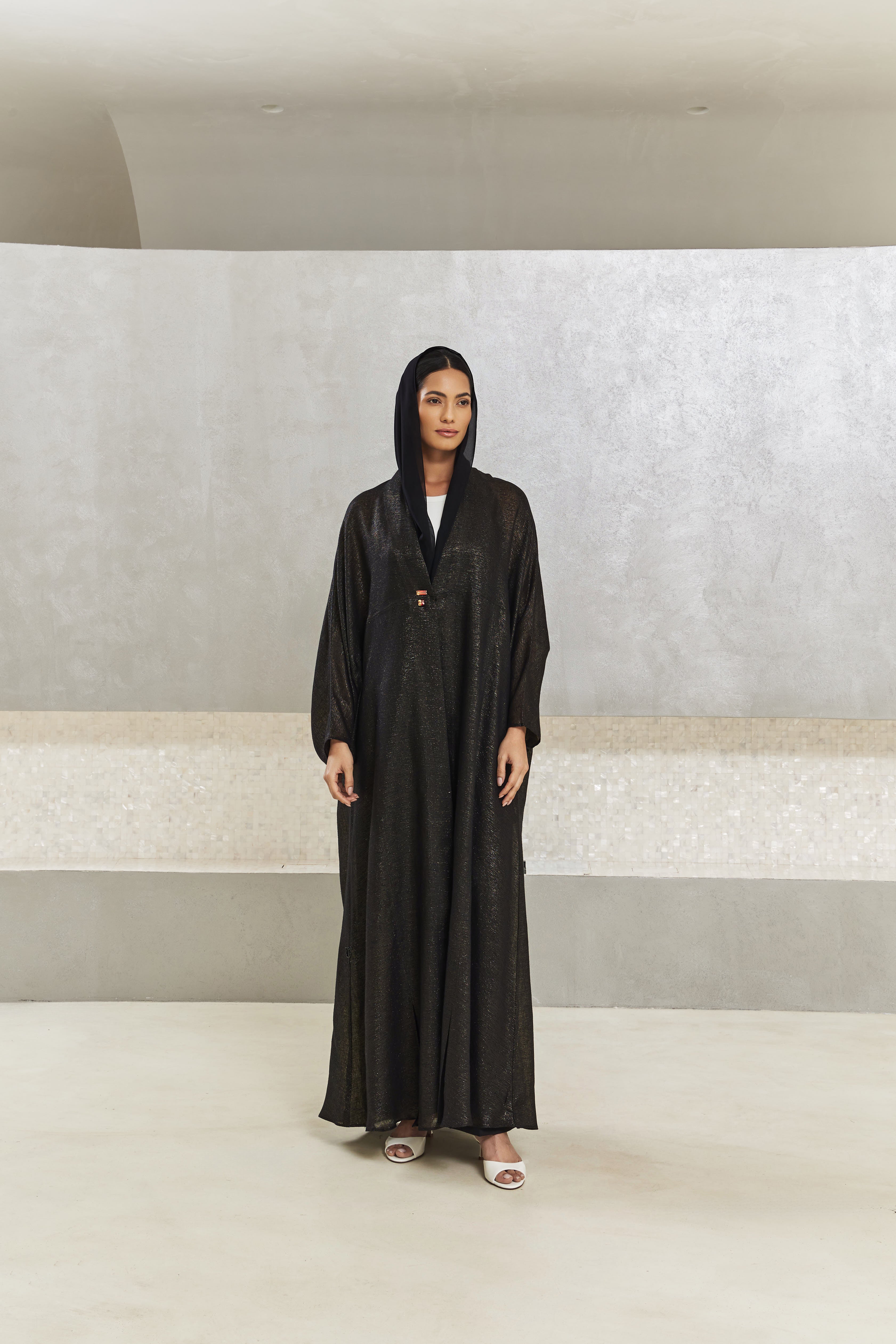 hybrid kimono with zircon - black/gold