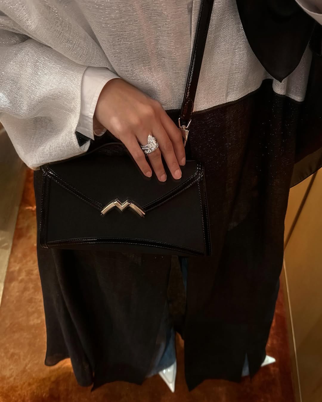 hybrid kimono with zircon - white/black