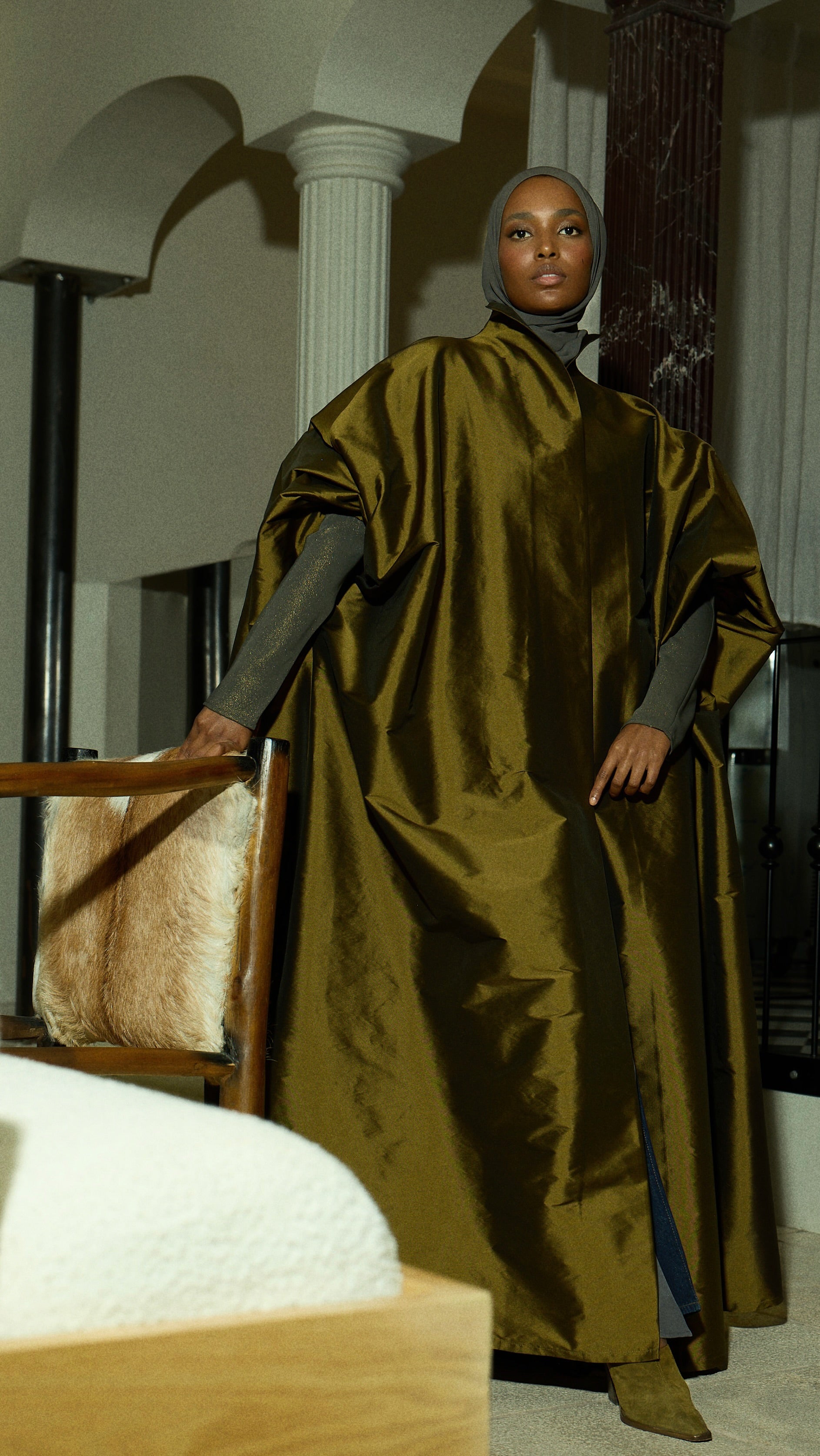 tafetta evening abaya with dress