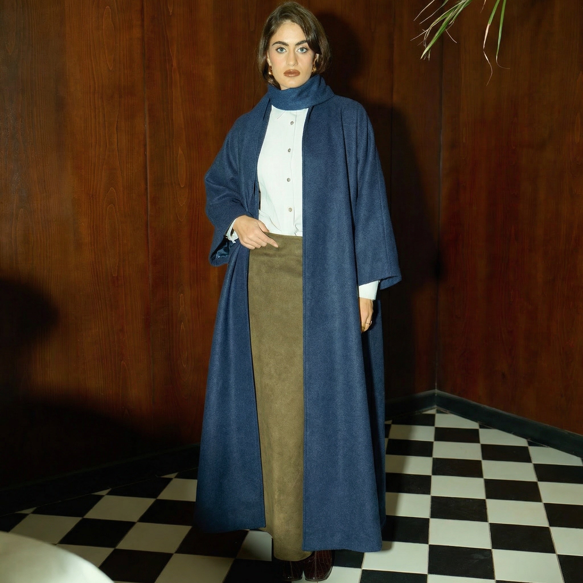 a line pressed wool - blue